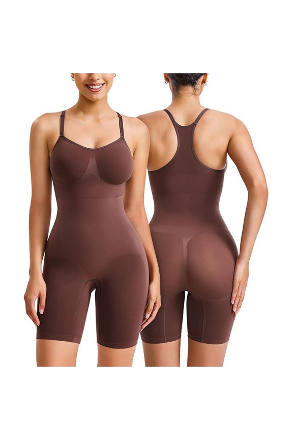 Women's Spaghetti Strap Shapewear - Short Romper Seamless Racerback Bodysuit Yoga Jumpsuit