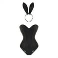 thumbnail image 1 of Ugoldhm Women's Strapless Overbust Corset Bodysuit - Lingerie Set with Bunny Ears Hair Band, 1 of 4