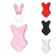 thumbnail image 1 of Ugoldhm Women's Strapless Overbust Corset Bodysuit - Lingerie Set with Bunny Ears Hair Band, 1 of 4