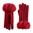 thumbnail image 1 of Ugoldhm Women's Touchscreen Winter Gloves, Cable Knit Gloves with Faux Fur Cuff for Cold Weather, 1 of 7