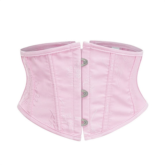 Ugoldhm Women's Underbust Waist Corset - Lace-Up Back Vintage Floral Print Shapewear Corset