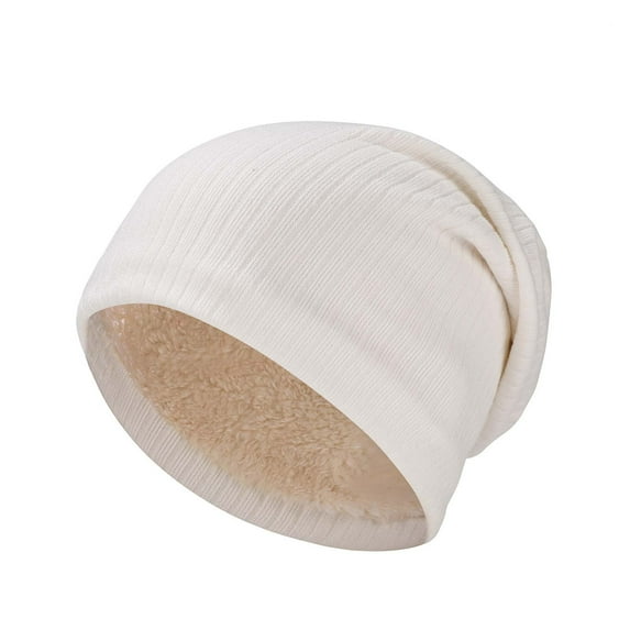 Ugoldhm Womens Winter Beanie Hats - Soft Cotton Knit Cover Ear Slouchy Hat with Warm Plush Lined
