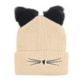 thumbnail image 1 of Ugoldhm Womens Winter Cute Cat Ear Beanie - Crochet Knitted Cap, Soft Warm Hats for Cold Weather, 1 of 7