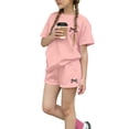 thumbnail image 1 of Ugoldhm Youth Girls Summer Casual Set, Bow T-Shirt & Elastic Waist Shorts, Breathable Soft Matching Set for 3-14 Years, 1 of 6