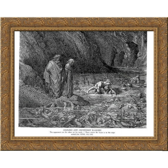 Ugolino and Archbishop Ruggieri 24x20 Gold Ornate Wood Framed Canvas Art by Gustave Dore