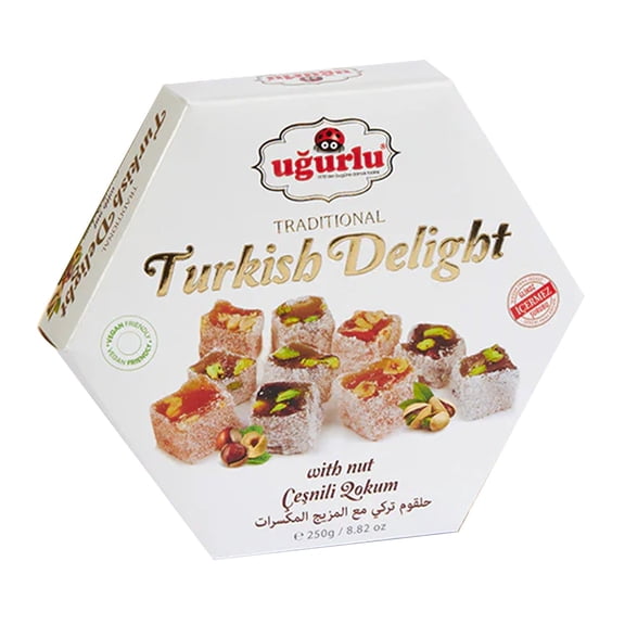 Ugurlu Turkish Delight Hexagonal Box Assorted Spices 250g (8.82 oz)