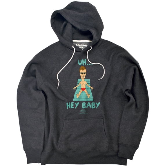 Uh Hey Baby Unisex Adult Slim Fit Pull-Over Heather Hoodie, Charcoal, Medium