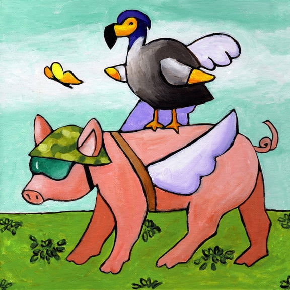 "Uh Oh No Go Dodo" Painting Print on Wrapped Canvas