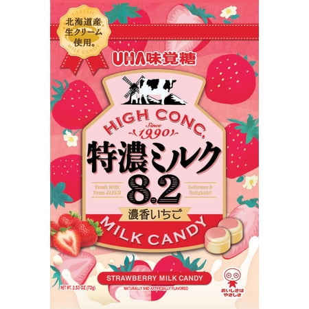 UHA Mikakuto Strawberry Milk Candy, 2.53 OZ(72g)
