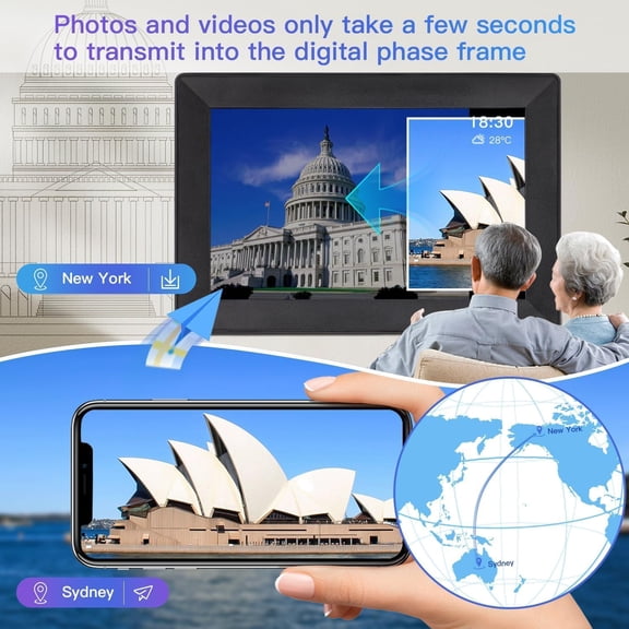 Uhale 10.1" Digital Picture Frame 1280x800 IPS HD Touch Screen Digital Frame, Auto-Rotate,16GB Storage,Digital Photo Frame Easy Via Uhale App Send Photos and Videos-Gift to Family and Friends