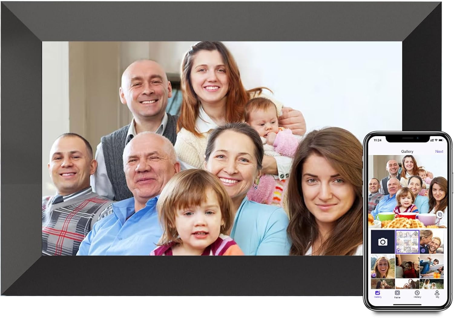 Lukyamzn 10.1 In. WiFi IPS Touch Screen Digital Photo Frame With 32GB Storage, SD Card Slot, Auto-Rotate In Black - (1-Pack) PH00527B060 - The Home Depot