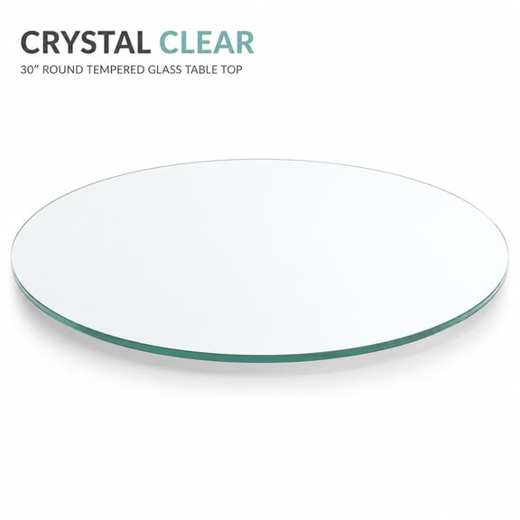 30" Round Tempered Glass Tabletop, 1/4" Thick Clear Replacement Glass Top with Flat Polished Edge for Dining, Coffee, Patio, Office and Meeting Tables, Transparent