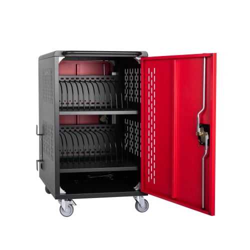 32 Bay Mobile Charging Cart for Chromebook, Laptop & Tablet, Lockable Computer Charging Station with Power Strip and Cable Management, Rolling Laptop Storage Cart with Ventilation for Classroom