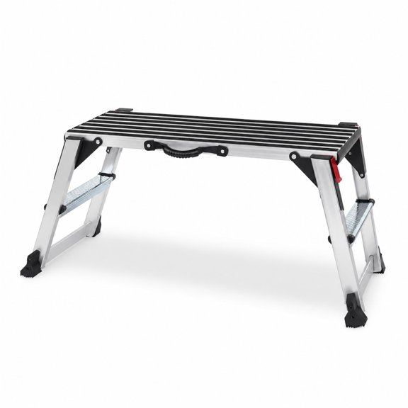 Folding Work Platform, Aluminum Work Bench Stool Ladder, Heavy Duty 660 lbs Capacity Portable Step Platform with Non Slip Surface, Foldable Drywall Stool for Painting, Cleaning, Vehicle Washing, DIY