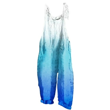 Uheoun Jumpsuits for Women Fashion Bib Pants Overalls Baggy Rompers Jumpsuits with Pockets Casual Loose Bib Overall on Clearance