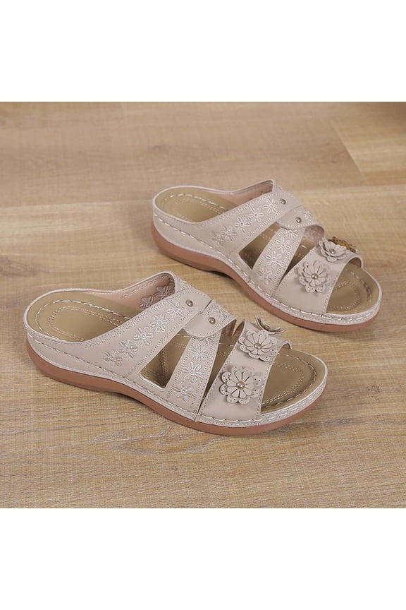 Orthotic Sandals for Women Plantar Fasciitis Feet Sandal with Arch Support, Slip on Comfortable Walking Beach Sandals for Women Dressy Summer