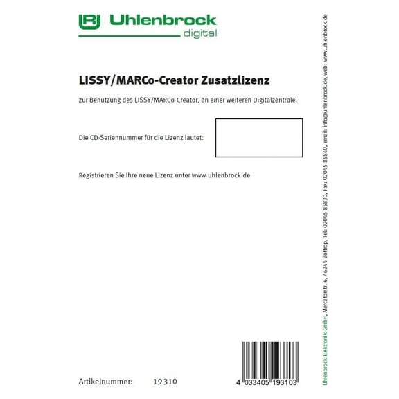 Uhlenbrock - Lissy Creator Licentie (CD)