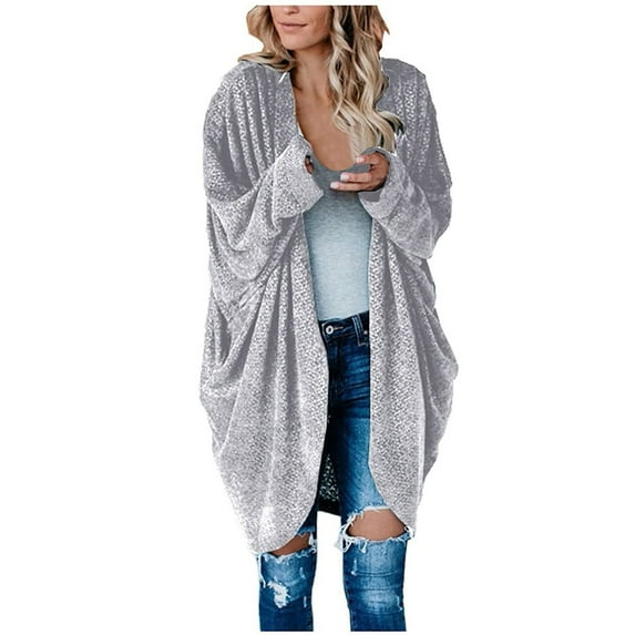 Uhndy 2022 Jackets for Women, Women Casual Christmas Printed Blouse Mid-Length Cardigan Long Sleeve Solid Tops Sweater Winter Coats Christmas Gifts for Women