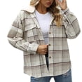 thumbnail image 1 of Uhndy 2022 Jackets for Women, Fashion Women Casual Buttons Plaid Printed Long Sleeve Hooded Jacket Outerwear Winter Coats Christmas Gifts for Women, 1 of 5