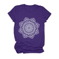 thumbnail image 1 of Uhndy Flower Print Women Short Sleeve T-shirt Summer Casual Tops Darkpurple L, 1 of 2
