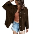 thumbnail image 1 of Uhndy Winter Jackets Coats for Women, Women Sexy Solid Buttons Corduroy Pocket Crop Workout Long Sleeve Loose Casual Coat Tops Jaket Outwears Christmas Gifts for Women, 1 of 4