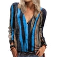 thumbnail image 1 of Uhndy Ladies Casual Sweatshirts 1/4 Zipper Spliced Color Blouse Tops Stripe Tie Dye pullover Sexy V Neck T-shirts-LQ, 1 of 3