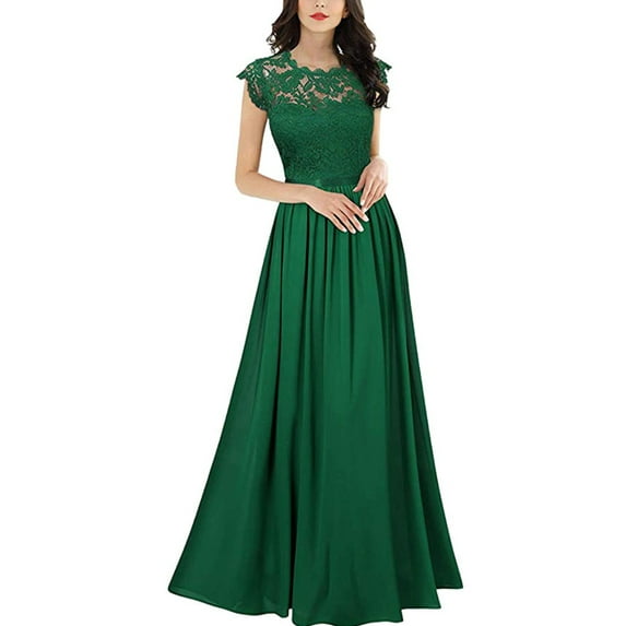 Uhndy Ladies Elegant Cut Out A-Line Evening Gowns Wedding Party Dresses Women's Long Chiffon Lace Evening Formal Party Ball Gown Prom Bridesmaid Dress