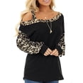 thumbnail image 1 of Uhndy Off Shoulder Print Baggy Casual Blouse Tops For Women Fall Long Sleeve Pullover T-Shirt Tunic Tops Boho Holiday Sleepwear Blouse Shirts Lounge wear black 3XL, 1 of 3