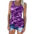 thumbnail image 1 of Uhndy Sexy Tank Tops For Women Plus Size Round Neck Camouflage Print Sleeveless Vest Casual Loose Summer T Shirt Tops Purple XXXL, 1 of 4