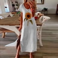 thumbnail image 1 of Uhndy Summer Short Sleeve Floral Print Casual Long Maxi Tank Dress White XL, 1 of 3