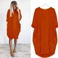 thumbnail image 1 of Uhndy Summer Women Casual Solid Dress Plus Size Short Sleeve O Neck Elegant Dresses For Women Clothing Orange XXXXXL, 1 of 3