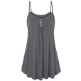 thumbnail image 1 of Uhndy Summer Women Tank Top Button V Neck Casual Loose Solid Sleeveless T-Shirt Plus Size Tee Tops, 1 of 3