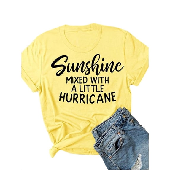 Uhndy Sunshine Print Women Summer Plus Size Letter T-Shirt