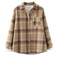 thumbnail image 1 of Uhndy Winter Jackets Coats for Women, Women Long Sleeve Lapel Brushed Plaid Shirt Jacket Casual Warm Fleece Lined Button Down Plaid Shacket Jacket Coat Christmas Gifts for Women, 1 of 5