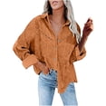 thumbnail image 1 of Uhndy Winter Jackets Coats for Women, Women Pockets Buttons Long Sleeve Tops Outwear Solid Color Turn-down Collar Corduroy Jacket Coat Christmas Gifts for Women, 1 of 5