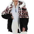 thumbnail image 1 of Uhndy Jackets for Women, Women Winter Warm Plus Fleece Casual Vintage Geometric Style Zipper Cardigan Hooded Coat Winter Coats Christmas Gifts for Women, 1 of 6