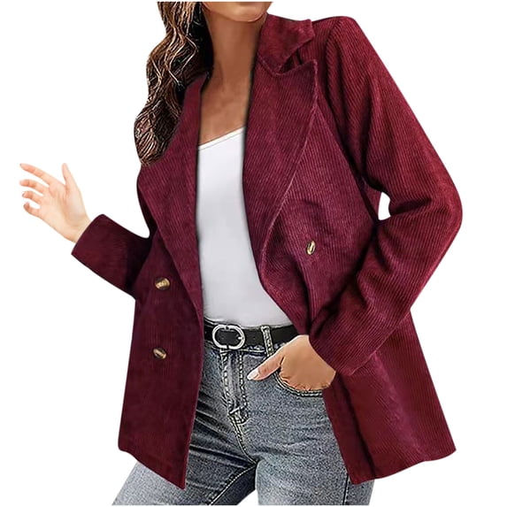 Uhndy Winter Jackets Coats for Women, Fashion Women Solid Color Double Breasted Autumn And Winter Small Suit Jacket Christmas Gifts for Women