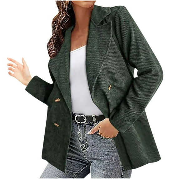 Uhndy Winter Jackets Coats for Women, Fashion Women Solid Color Double Breasted Autumn And Winter Small Suit Jacket Christmas Gifts for Women