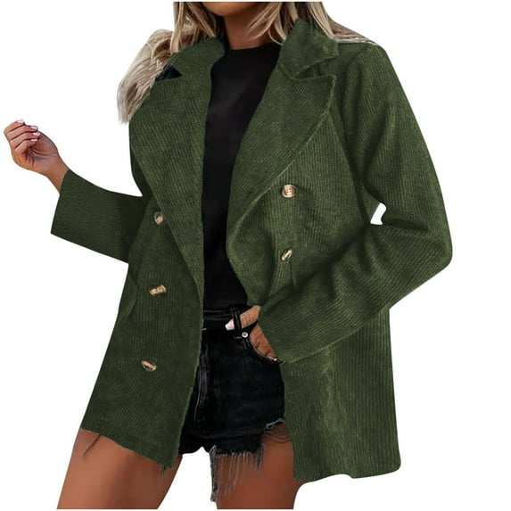 Uhndy Winter Jackets Coats for Women, Fashion Women Solid Color Double Breasted Autumn And Winter Small Suit Jacket Christmas Gifts for Women