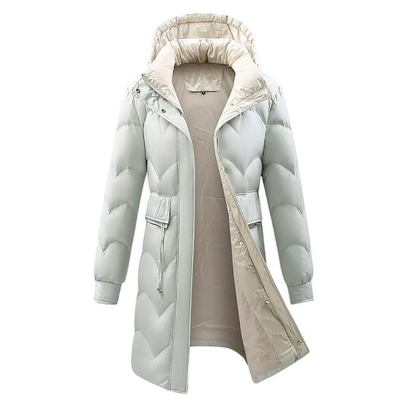 Uhndy Winter Jackets Coats for Women, Fashion Women Solid Hooded Collar Cardigan Down Jacket Outerwear Padded Coat Christmas Gifts for Women