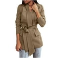 thumbnail image 1 of Uhndy Winter Jackets Coats for Women, Ladies Fashion Slim Casual Solid Color Pocket Lace Up The Waist Lapel Suit Coat Christmas Gifts for Women, 1 of 6