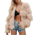 thumbnail image 1 of Uhndy Winter Jackets Coats for Women, Women Ladies Warm Faux Furry Coat Jacket Winter V-neck Solid Outerwear Christmas Gifts for Women, 1 of 6