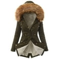 thumbnail image 1 of Uhndy Winter Jackets Coats for Women, Women Ladies Warm Jacket Winter Solid Turn Coat Hooded Collar Lambswoo Outerwear Christmas Gifts for Women, 1 of 4