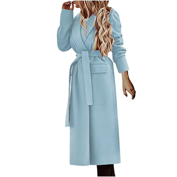 Uhndy Winter Jackets Coats for Women, Women Straight Loose Long Thick Windbreaker Solid Color Long Woolen Jacket Coat Christmas Gifts for Women