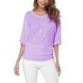 thumbnail image 1 of Uhndy Women Baggy Short Sleeve V-Neck Dolman Drape T-Shirts Top Beach Holiday Party Solid Tunics Tops Oversized Loose Tee Tops, 1 of 5