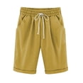 thumbnail image 1 of Uhndy Women Elastic Waist Bermuda Shorts Short Trouser Pocket Cropped Sports Beach Short Pants Gingeryellow 5XL, 1 of 5