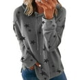 thumbnail image 1 of Uhndy Women Long Sleeve Star Print Hoodies Casual Pullover Sweatshirt Side Split Blouse Tops Tee Shirts Daily Wear Darkgray 3XL, 1 of 2