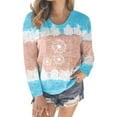 thumbnail image 1 of Uhndy Women Plus Size Long Sleeve T Shirts Colorblock Tops Loose Casual Basic Blouses, 1 of 1