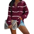 thumbnail image 1 of Uhndy Women Stripe Long Sleeve Work Shirt Blouse Top Casual Tunic T Shirt-LQ, 1 of 6