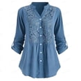 thumbnail image 1 of Uhndy Women's Blouses Shirt Plus Size Lace Blusas Office Lady Elegant Loose Tops And Blouse Cotton Linen Denim Tunic Long Sleeve Shirts, 1 of 3